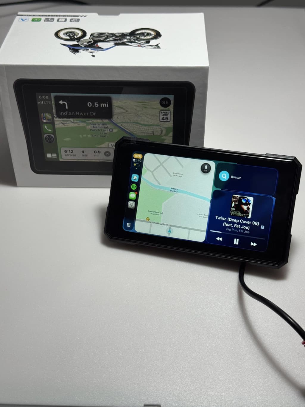 Carplay Moto Android Ios Multimedia Navegador Impermeable